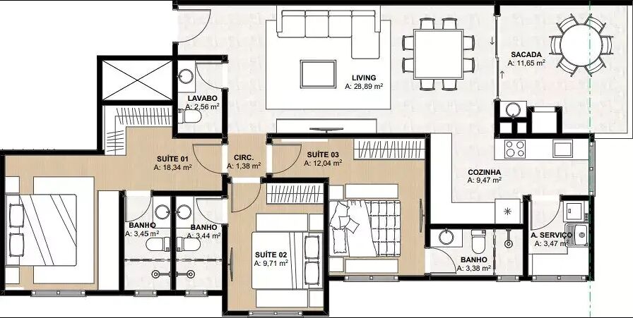 Apartamento, 122 m² - Foto 1