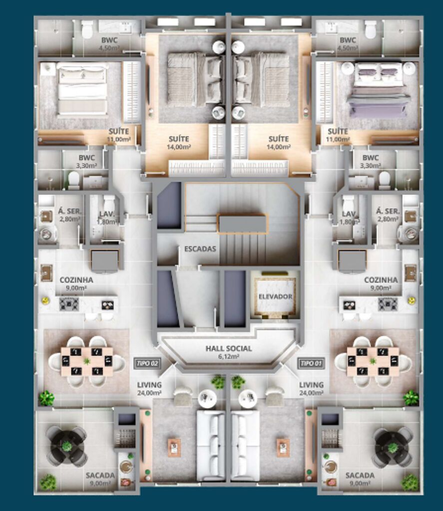 Apartamento, 2 quartos, 95 m² - Foto 2