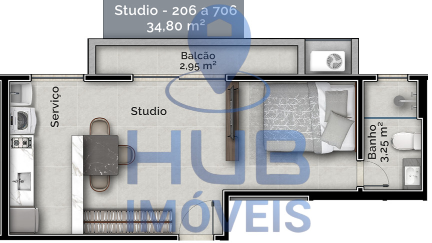 Apartamento, 1 quarto, 35 m² - Foto 1