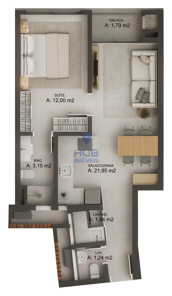 Apartamento, 1 quarto, 47 m² - Foto 16