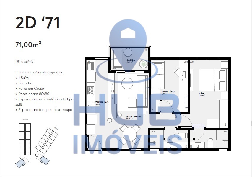 Apartamento, 2 quartos, 71 m² - Foto 1