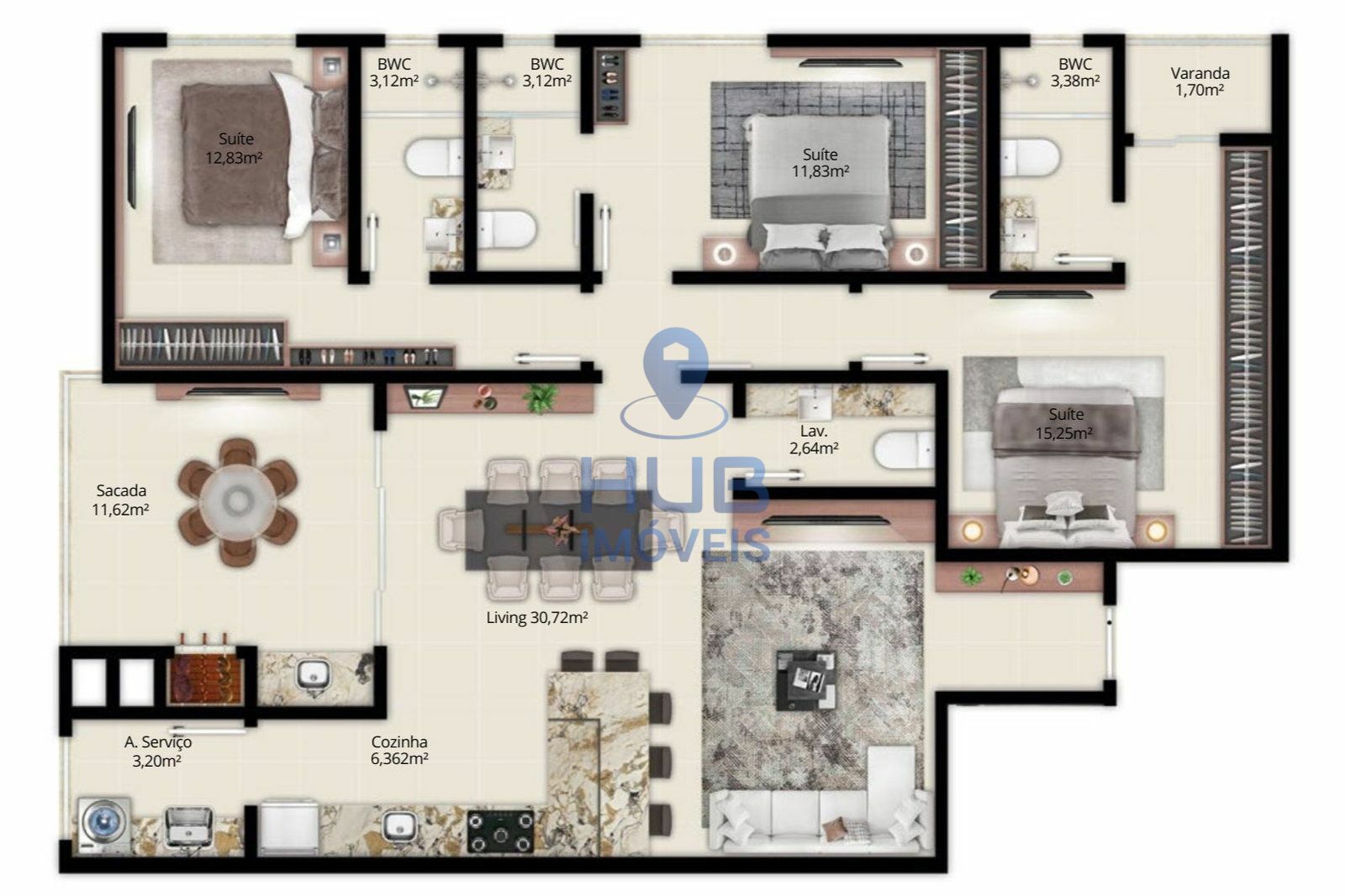 Apartamento, 3 quartos, 123 m² - Foto 23