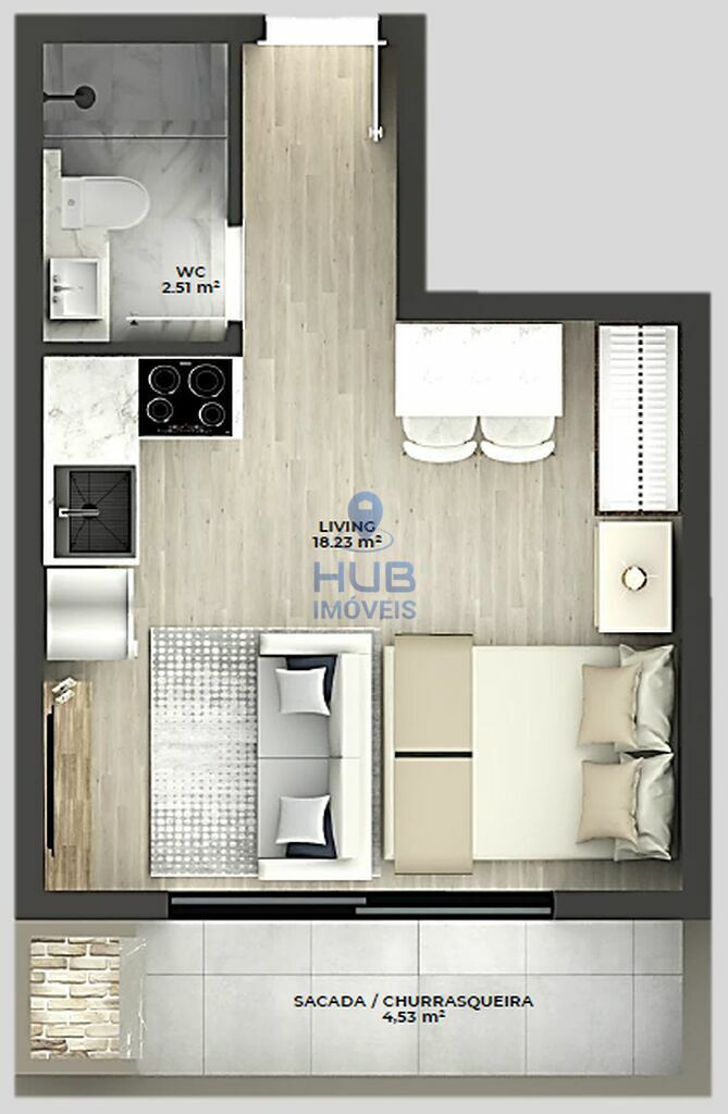 Apartamento, 1 quarto, 41 m² - Foto 2
