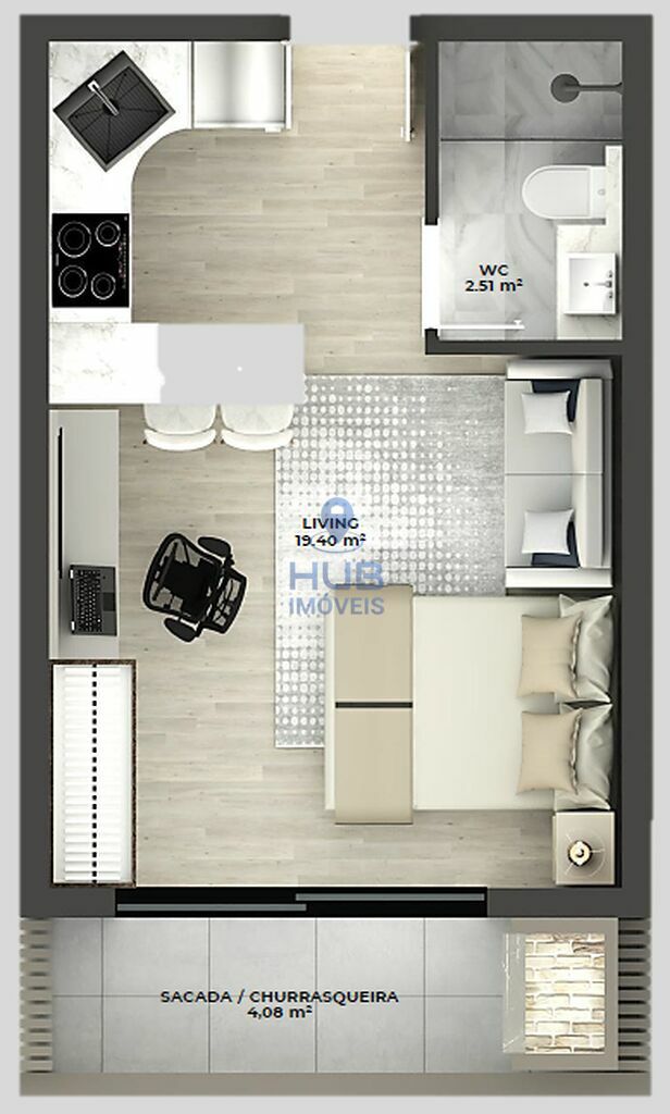 Kitnet-Studio, 33 m² - Foto 1
