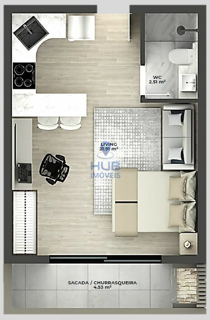 Kitnet-Studio, 33 m² - Foto 3