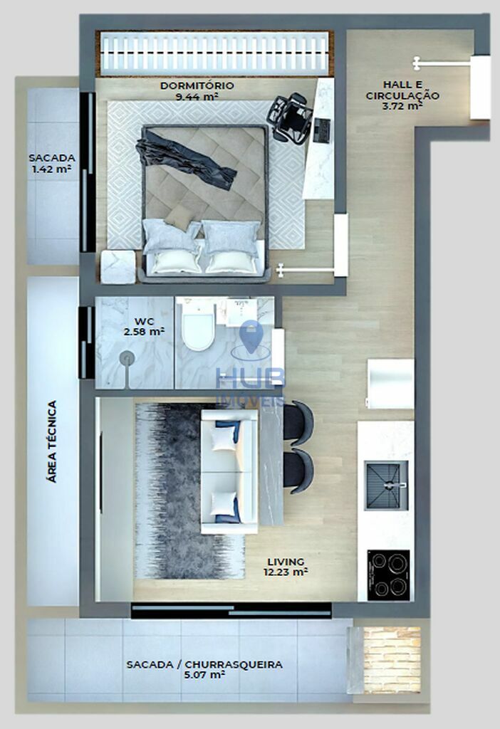 Kitnet-Studio, 33 m² - Foto 4