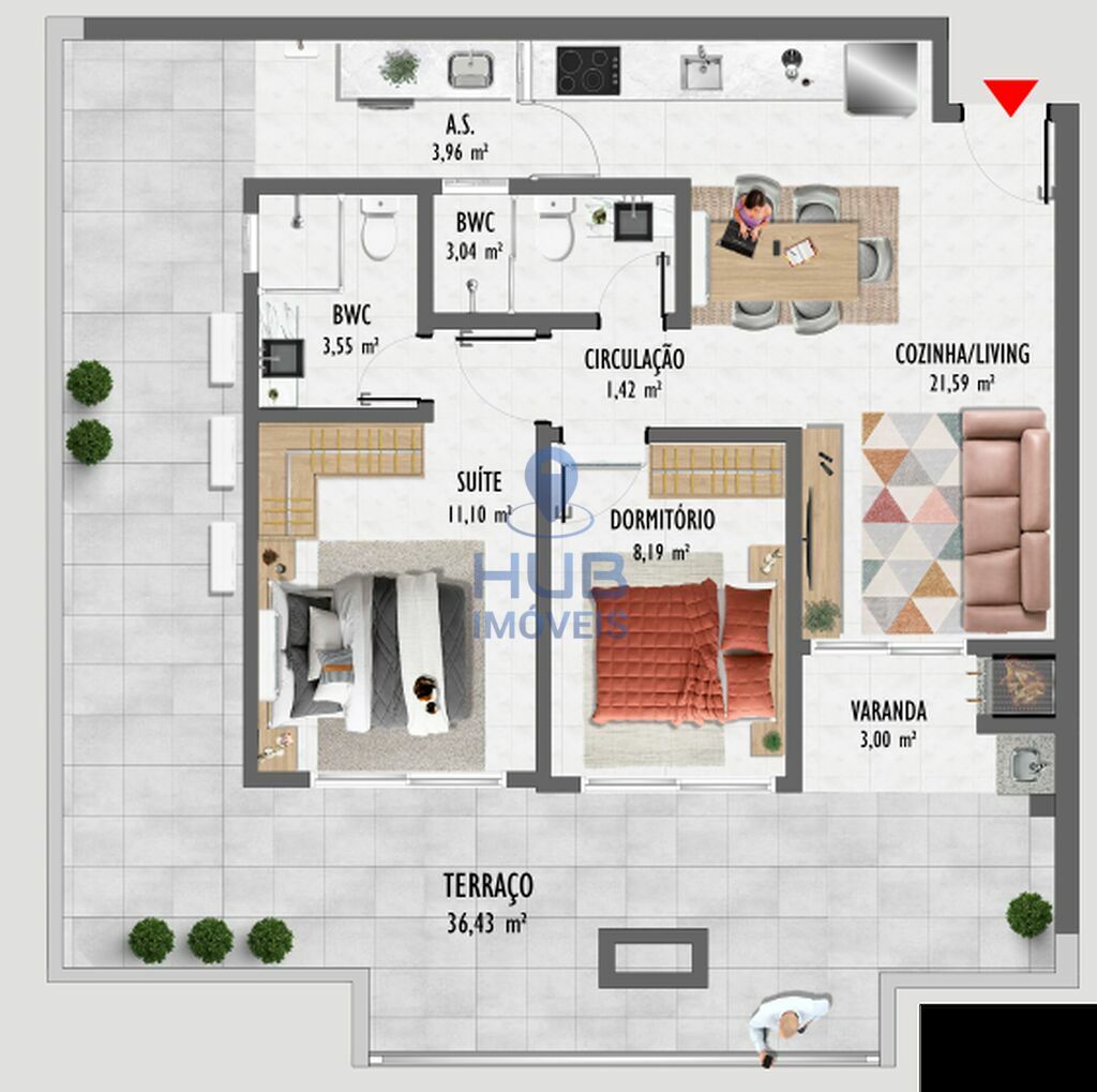 Apartamento, 1 quarto, 43 m² - Foto 12
