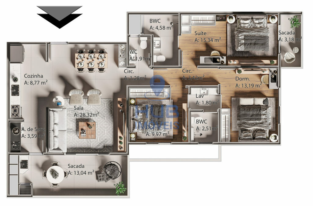 Apartamento, 3 quartos, 123 m² - Foto 6