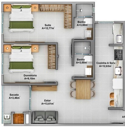 Apartamento, 3 quartos, 78 m² - Foto 3