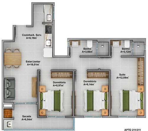 Apartamento, 3 quartos, 78 m² - Foto 29
