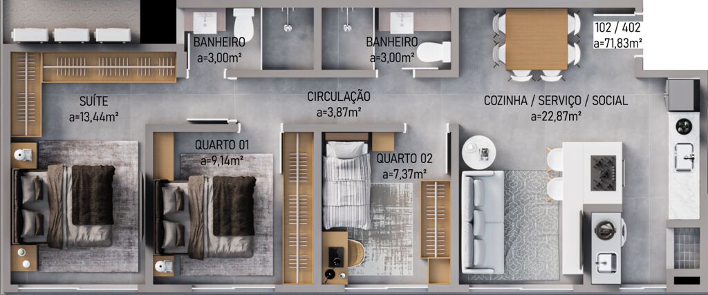 Apartamento, 3 quartos, 99 m² - Foto 3