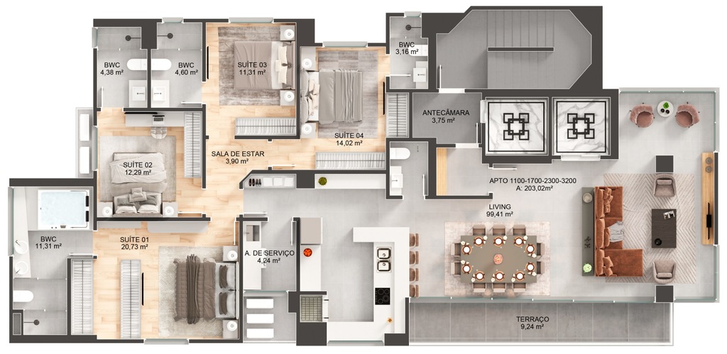 Apartamento, 4 quartos, 202 m² - Foto 9