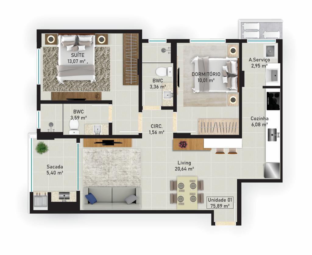 Apartamento, 2 quartos, 137 m² - Foto 1