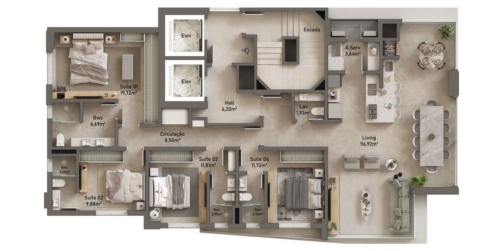 Apartamento, 4 quartos, 347 m² - Foto 2