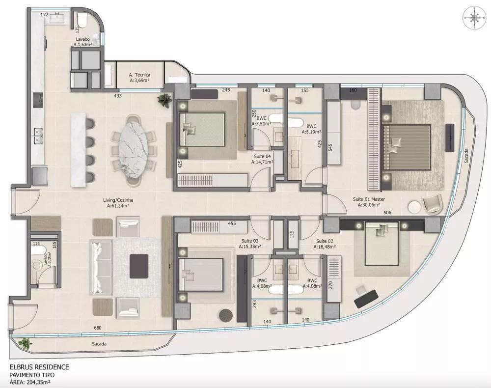Apartamento, 4 quartos, 258 m² - Foto 1