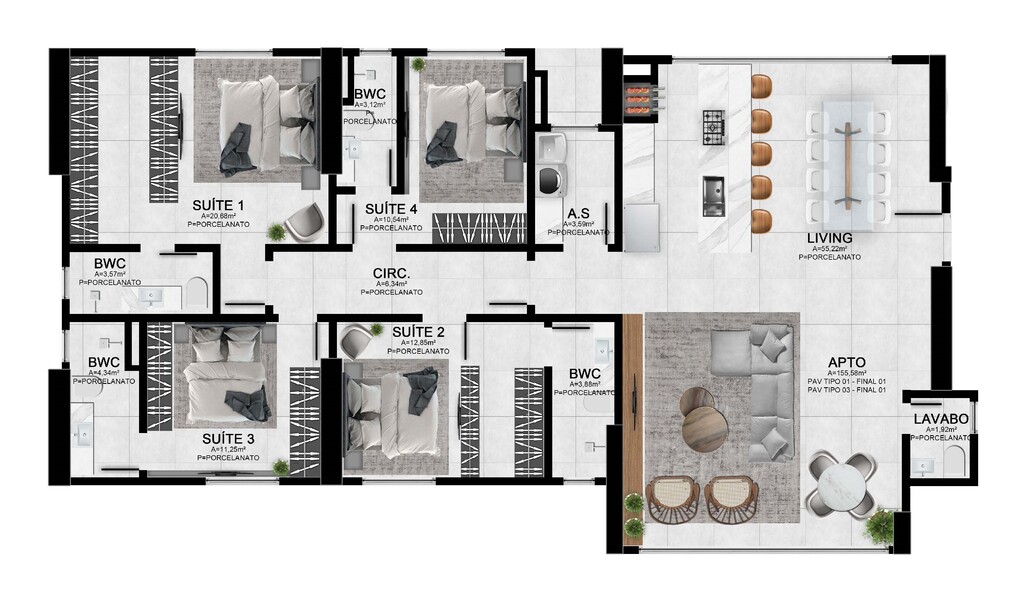 Apartamento, 3 quartos, 141 m² - Foto 9