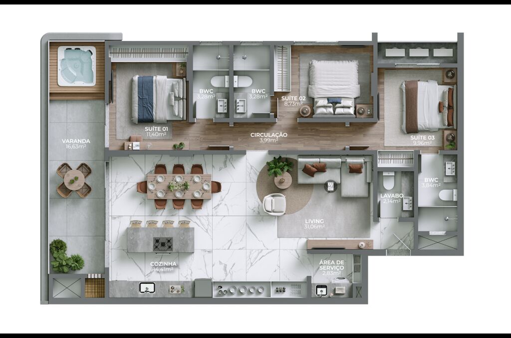 Apartamento, 3 quartos, 124 m² - Foto 8