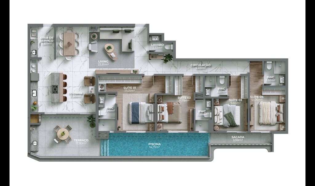 Apartamento, 3 quartos, 124 m² - Foto 1