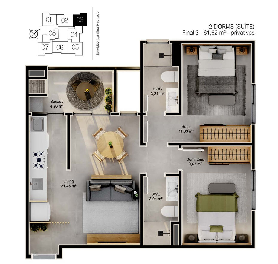 Apartamento, 2 quartos, 64 m² - Foto 2