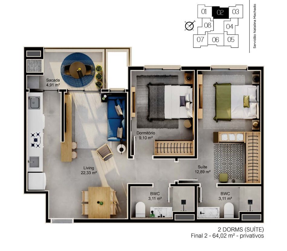Apartamento, 2 quartos, 64 m² - Foto 6