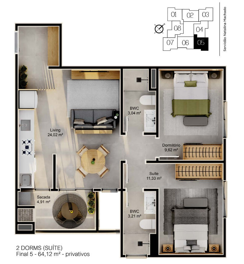 Apartamento, 2 quartos, 64 m² - Foto 8