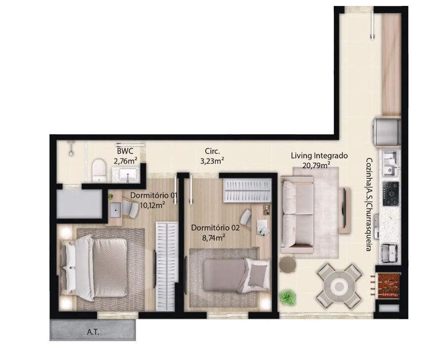 Apartamento, 2 quartos, 58 m² - Foto 1