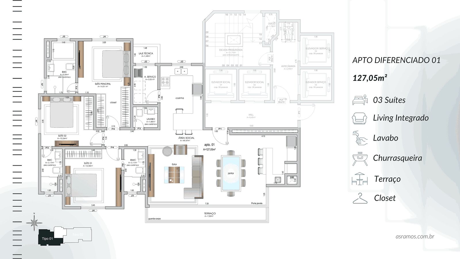 Apartamento, 3 quartos, 127 m² - Foto 9