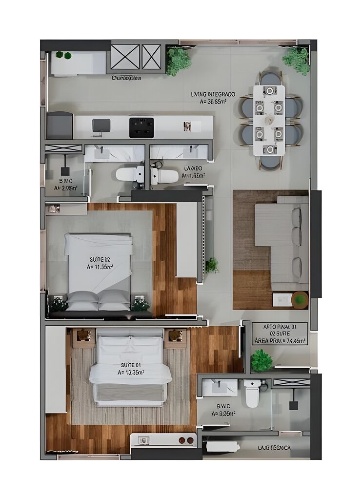 Apartamento, 2 quartos, 74 m² - Foto 7