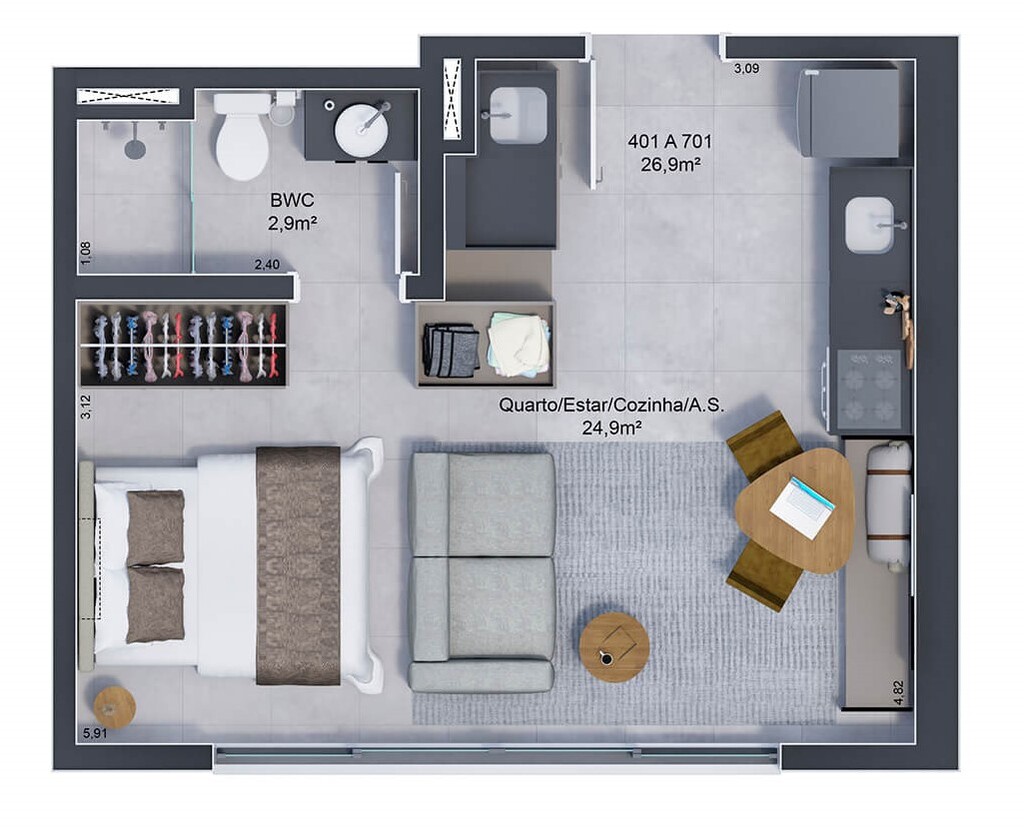 Apartamento, 1 quarto, 42 m² - Foto 6