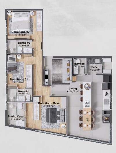Apartamento, 2 quartos, 80 m² - Foto 3