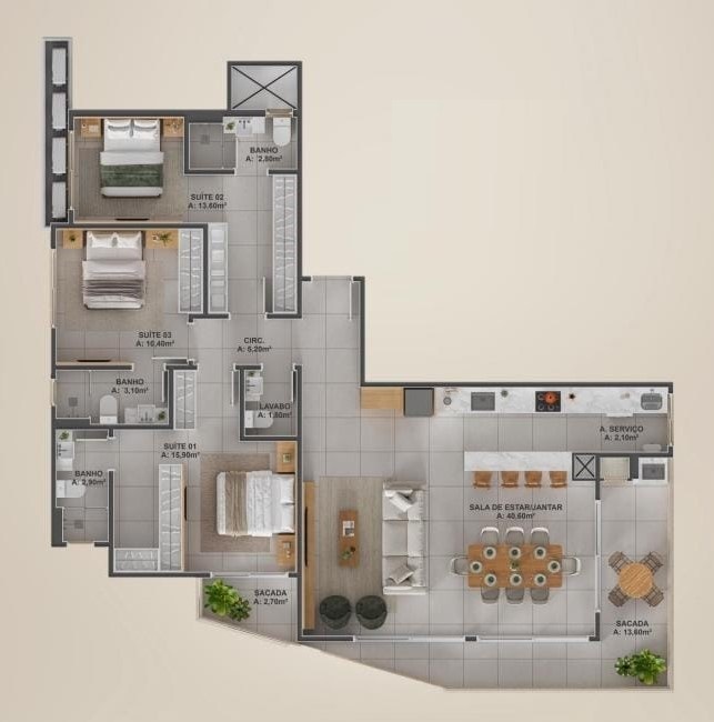 Apartamento, 3 quartos, 234 m² - Foto 9