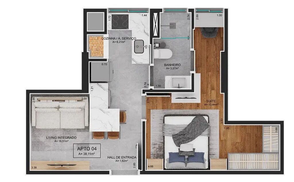 Apartamento, 64 m² - Foto 1