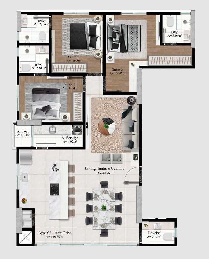 Apartamento, 3 quartos, 121 m² - Foto 4