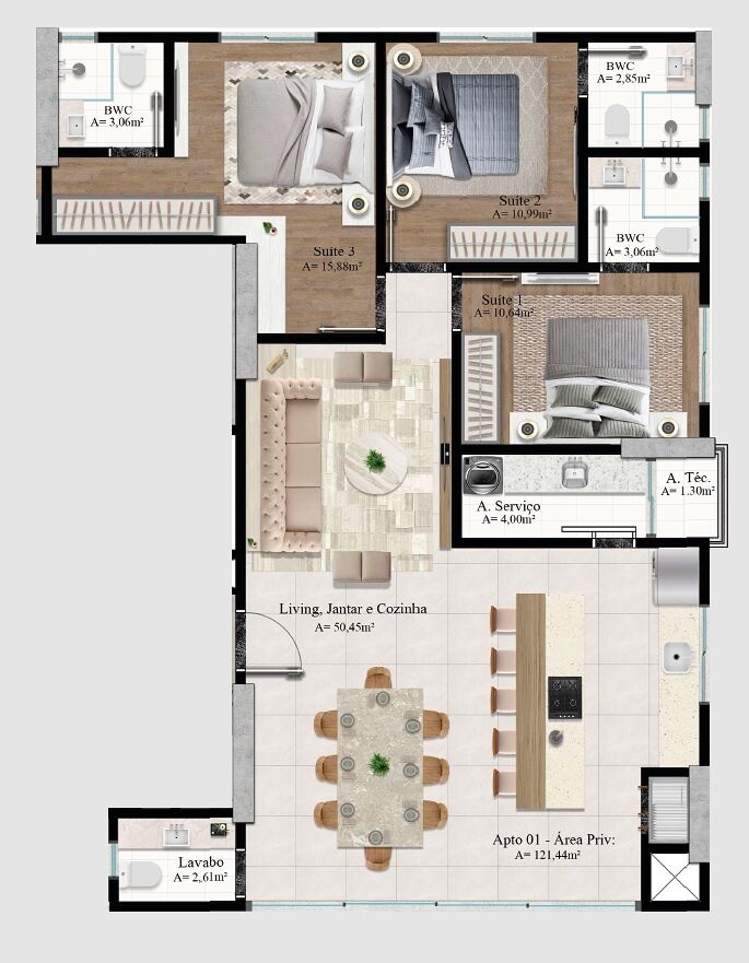Apartamento, 3 quartos, 121 m² - Foto 5