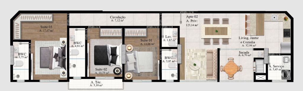Apartamento, 3 quartos, 121 m² - Foto 6