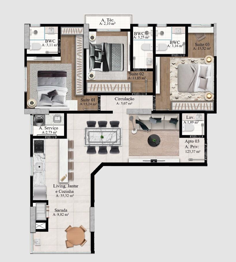 Apartamento, 3 quartos, 121 m² - Foto 7