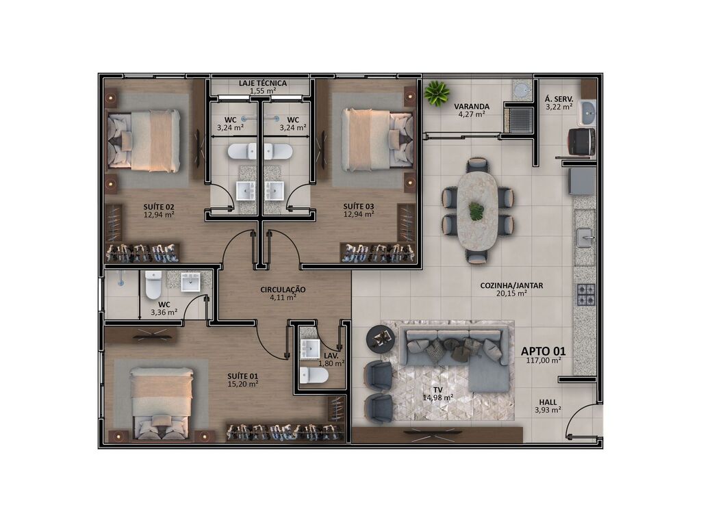 Apartamento, 3 quartos, 104 m² - Foto 6