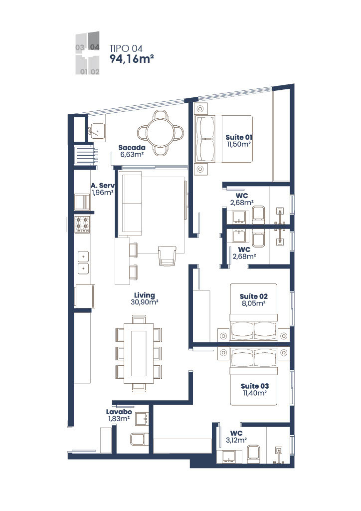 Apartamento, 3 quartos, 95 m² - Foto 3
