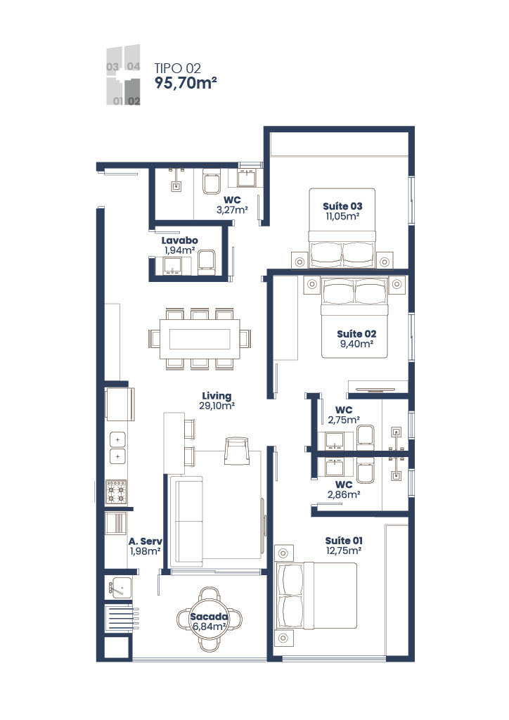 Apartamento, 3 quartos, 95 m² - Foto 4