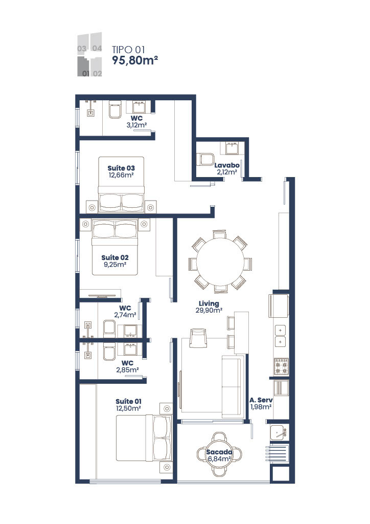 Apartamento, 3 quartos, 95 m² - Foto 5