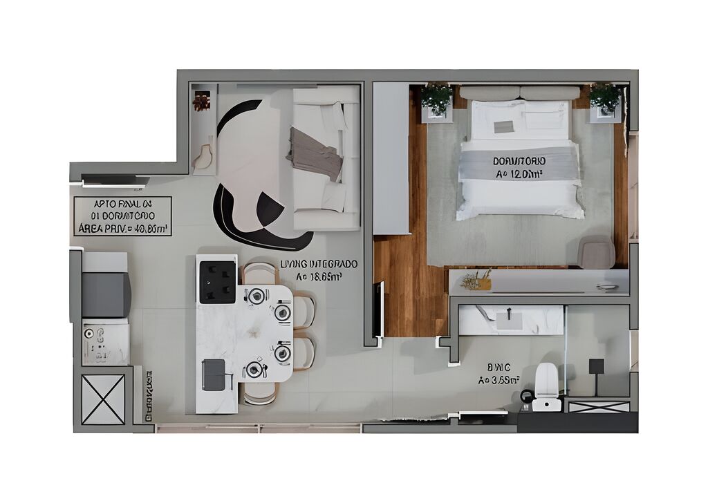 Apartamento, 1 quarto, 48 m² - Foto 4