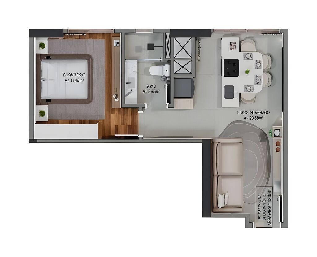 Apartamento, 1 quarto, 48 m² - Foto 5