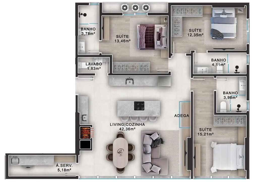 Apartamento, 4 quartos, 171 m² - Foto 3