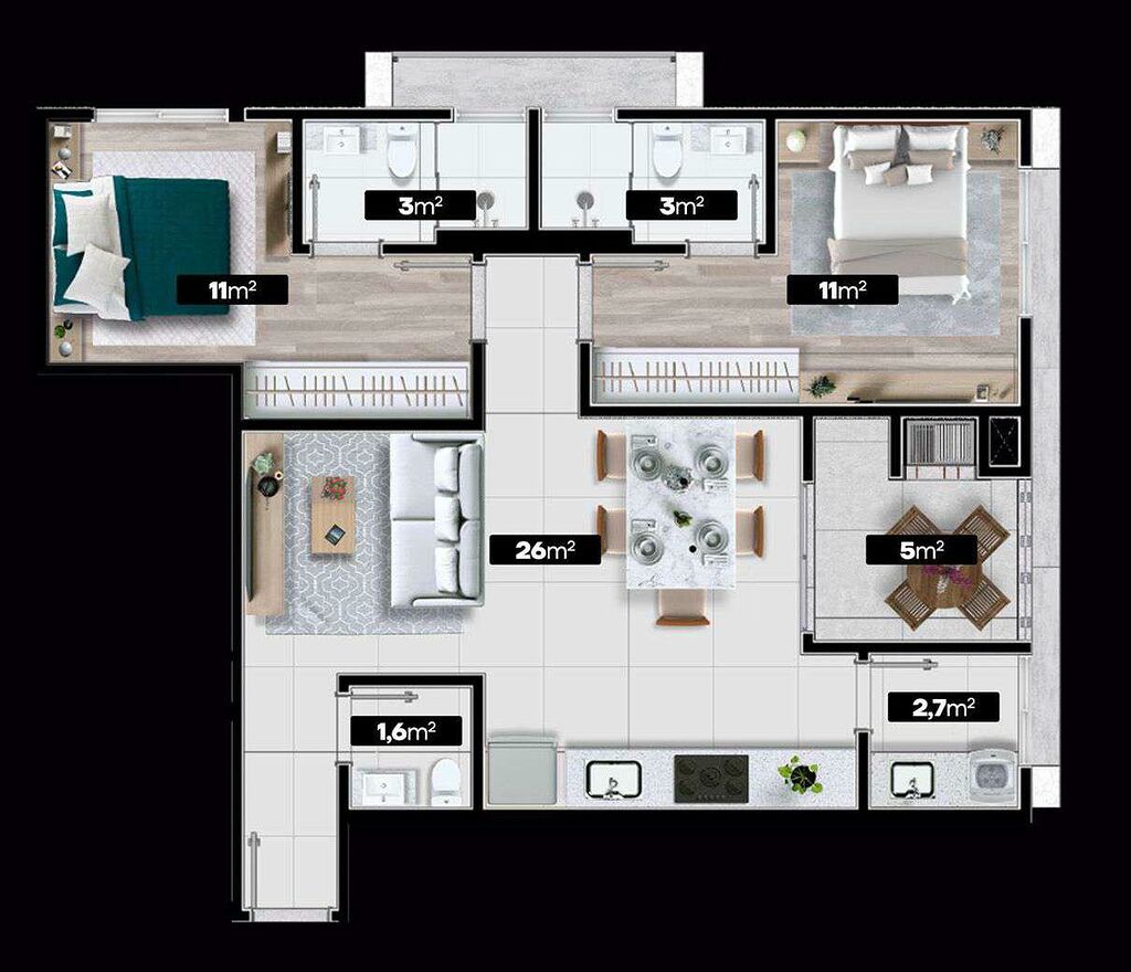 Apartamento, 2 quartos, 81 m² - Foto 2