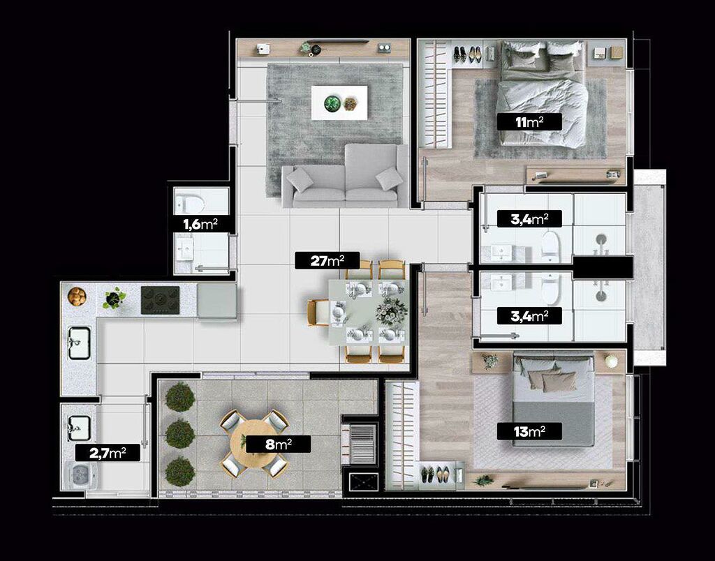 Apartamento, 2 quartos, 81 m² - Foto 3