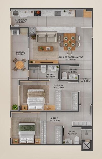 Apartamento, 2 quartos, 84 m² - Foto 4