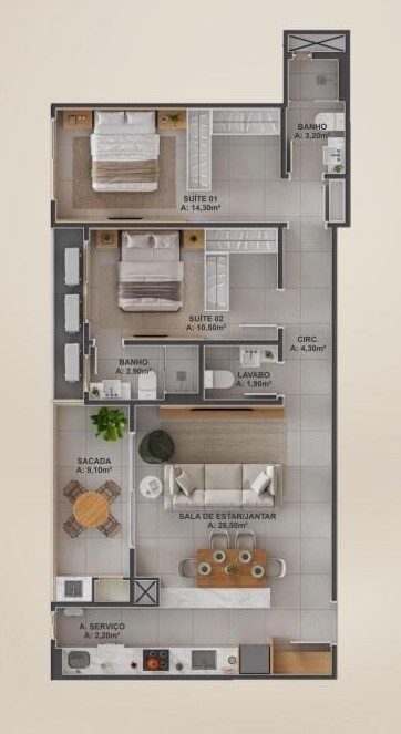 Apartamento, 3 quartos, 116 m² - Foto 2