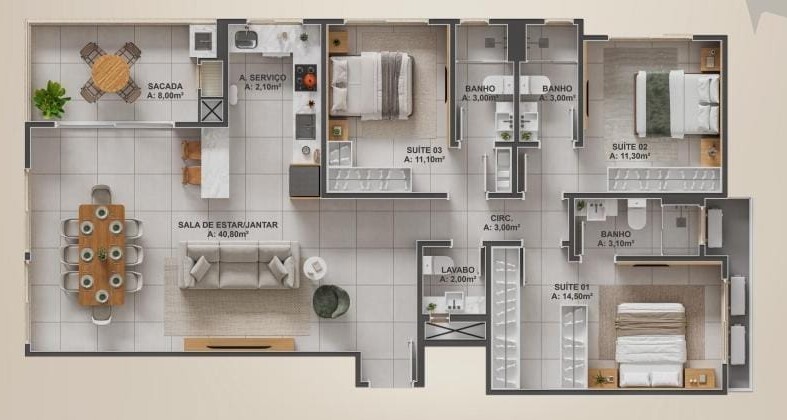 Apartamento, 3 quartos, 116 m² - Foto 7