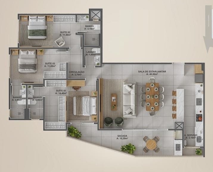 Apartamento, 3 quartos, 116 m² - Foto 8