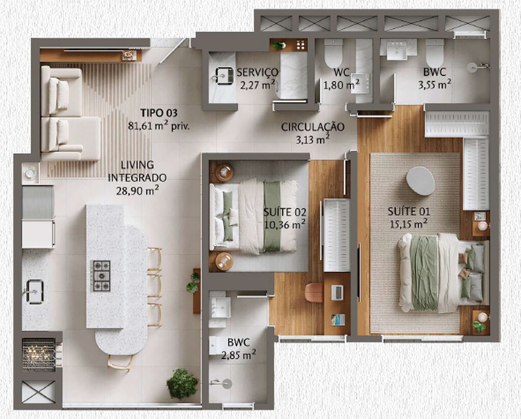 Apartamento, 3 quartos, 121 m² - Foto 3